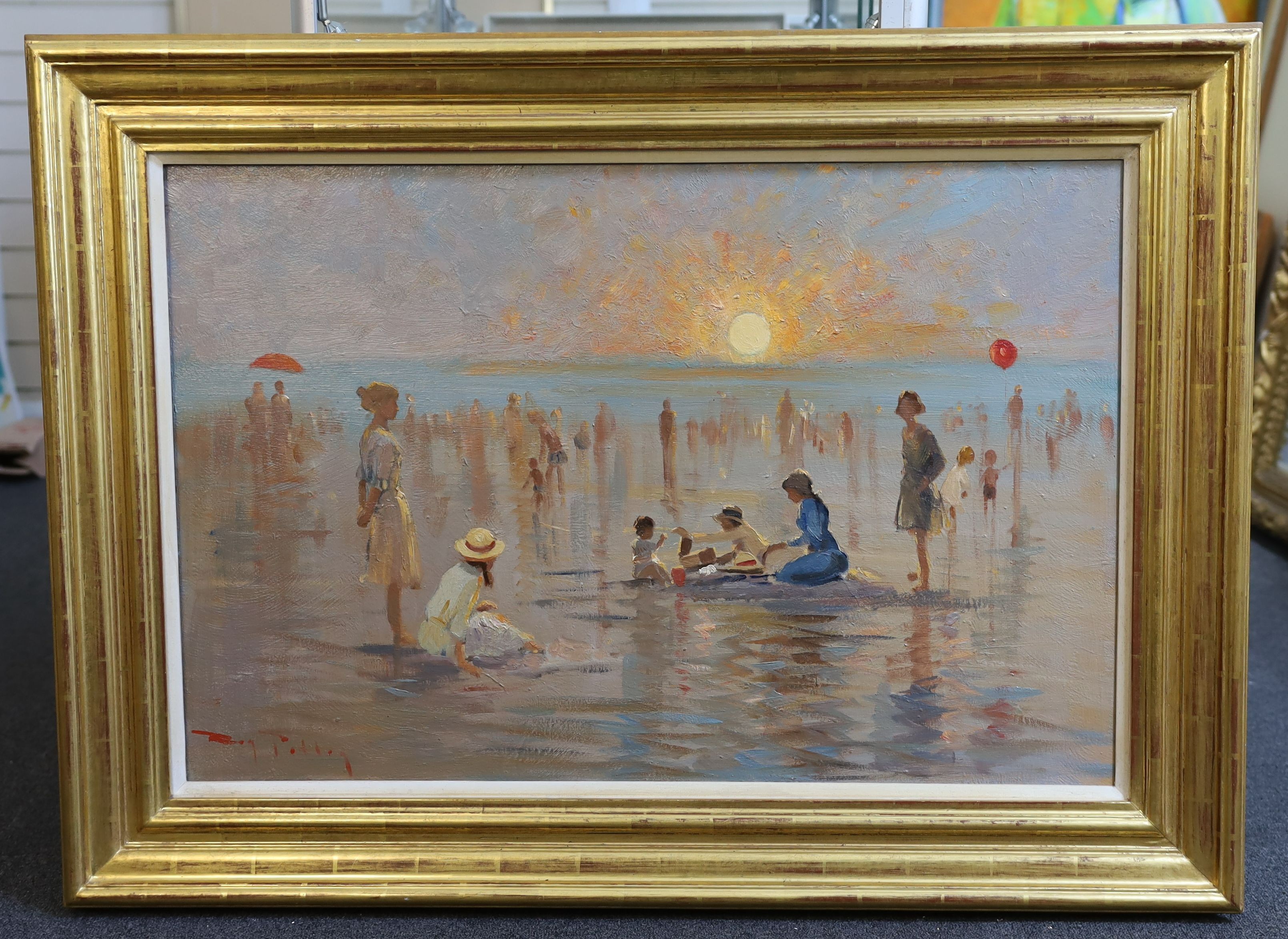 Roy Petley (b.1950), 'Last of the sun', oil on panel, 60 x 91cm